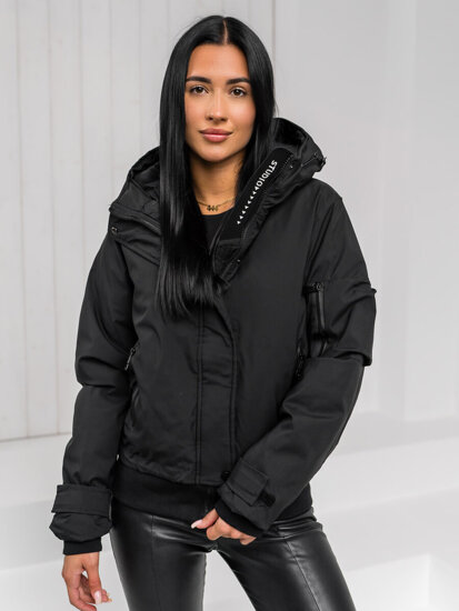 Femme Blouson d'hiver à capuche Noir Bolf 16M9215