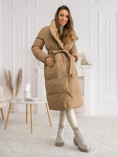 Femme Blouson d'hiver long matelassé Camel Bolf 5M737