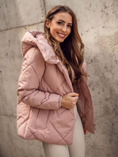 Femme Blouson d'hiver longue matelassée à capuche Rose Bolf 5M3175A