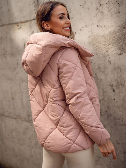 Femme Blouson d'hiver longue matelassée à capuche Rose Bolf 5M3175A