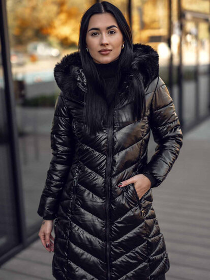 Femme Blouson d'hiver matelassé à capuche Noir Bolf 16M9100A2