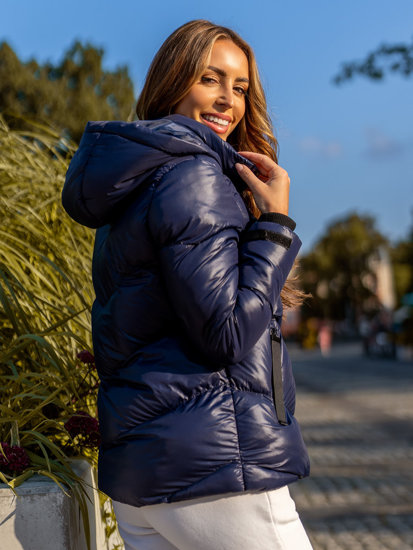 Femme Blouson d'hiver matelassée à capuche Bleu foncé Bolf 23065A