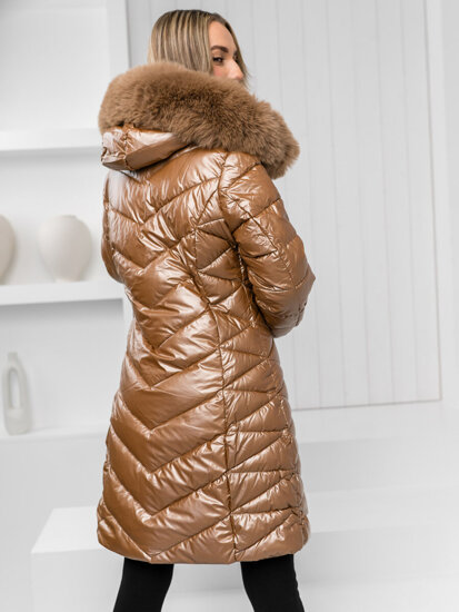 Femme Blouson d'hiver matelassée à capuche Camel Bolf 16M9100