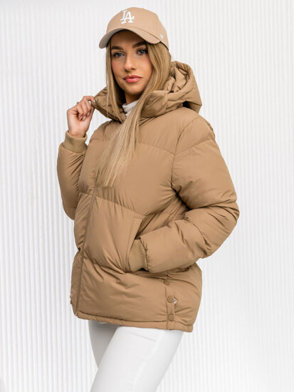 Femme Blouson d'hiver matelassée à capuche Marron Bolf 5M3169