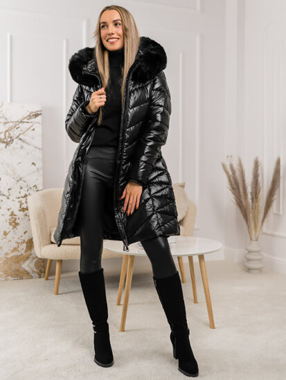 Femme Blouson d'hiver matelassée à capuche Noir Bolf 16M9100