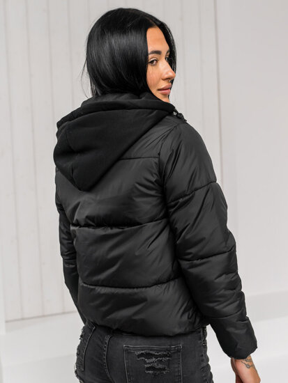 Femme Blouson d'hiver matelassée à capuche Noir Bolf 16M9187