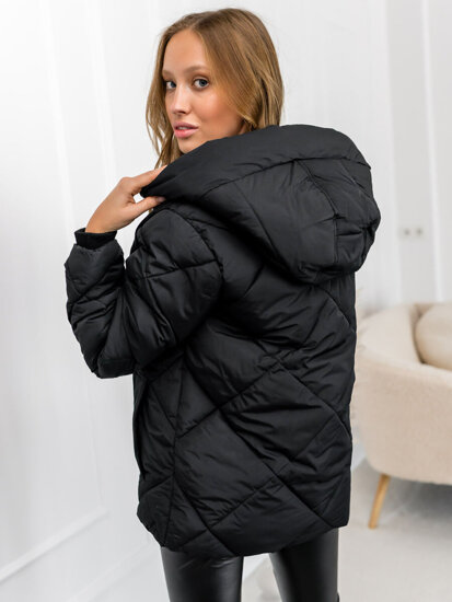 Femme Blouson d'hiver matelassée à capuche Noir Bolf 5M3175A1