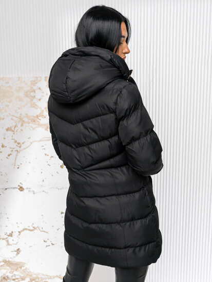 Femme Blouson d'hiver matelassée à capuche Noir Bolf 5M3231