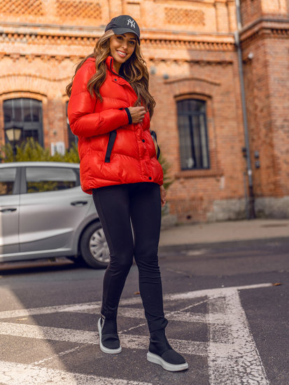 Femme Blouson d'hiver matelassée à capuche Rouge Bolf 23065A