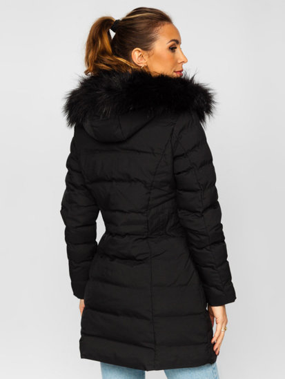 Femme Blouson d'hiver matelassée long Noir Bolf 16M9061