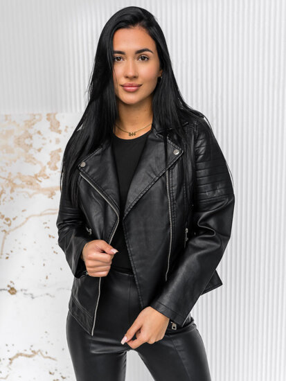 Femme Blouson en cuir biker Noir Bolf 11Z8097