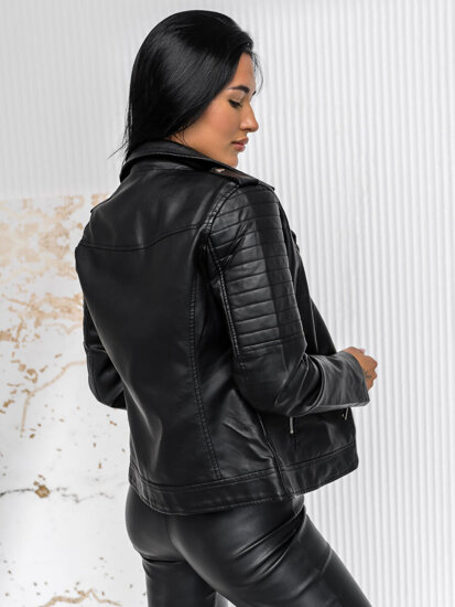 Femme Blouson en cuir biker Noir Bolf 11Z8097