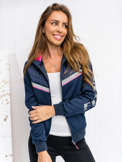 Femme Blouson mi-saison matelassée à capuche Bleu foncé Bolf KSW4012A1