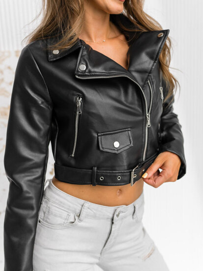 Femme Blouson motard en cuir Noir Bolf 102205A1