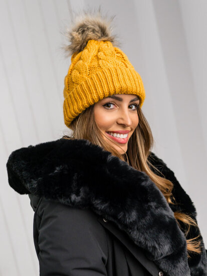 Femme Bonnet d'hiver avec pompon Camel Bolf M1