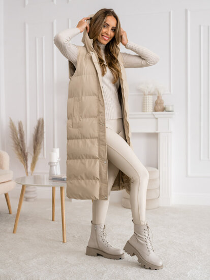 Femme Gilet long matelassé Beige Bolf 5M728