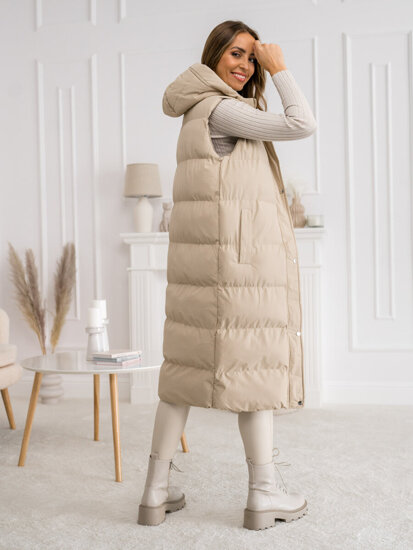 Femme Gilet long matelassé Beige Bolf 5M728