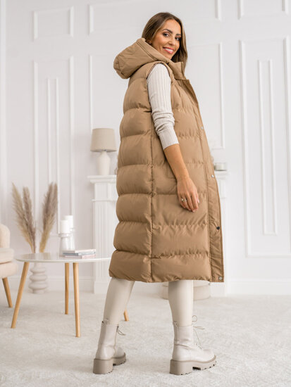 Femme Gilet long matelassé Camel Bolf 5M728