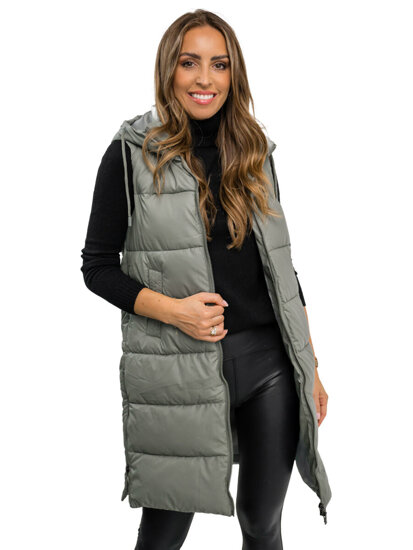 Femme Gilet long matelassé Kaki Bolf B8212