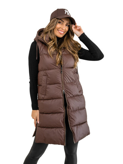 Femme Gilet long matelassé Marron Bolf B8212