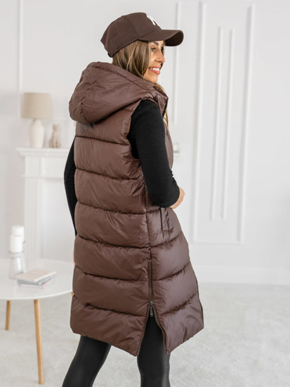 Femme Gilet long matelassé Marron Bolf B8212