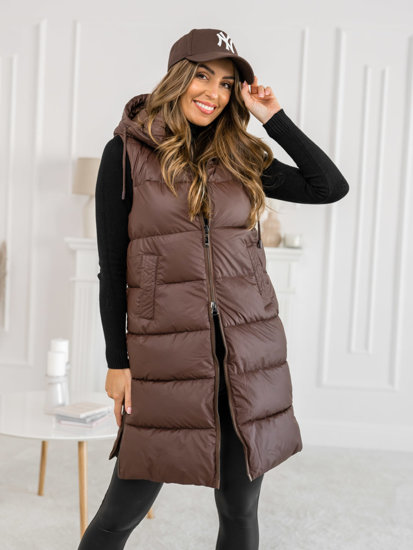 Femme Gilet long matelassé Marron Bolf B8212