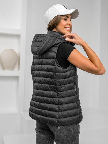 Femme Gilet matelassé à capuche Noir Bolf 16M9139