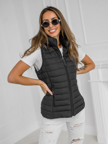 Femme Gilet matelassé à capuche Noir Bolf 16M9150