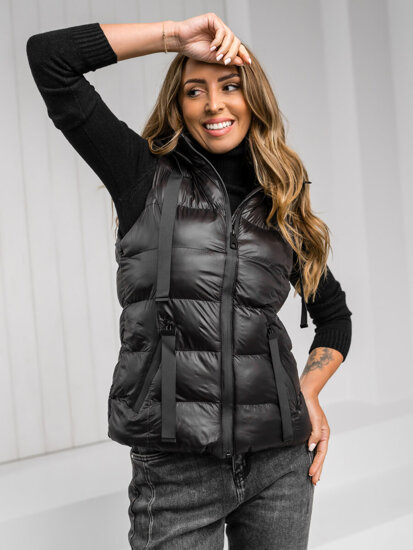 Femme Gilet matelassé à capuche Noir Bolf 5M3133