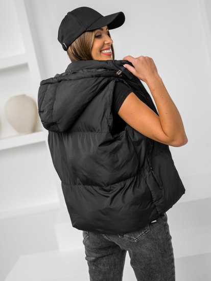 Femme Gilet matelassé à capuche Noir Bolf 5M3151