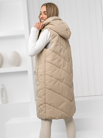 Femme Gilet matelassé long Beige Bolf 5M3152