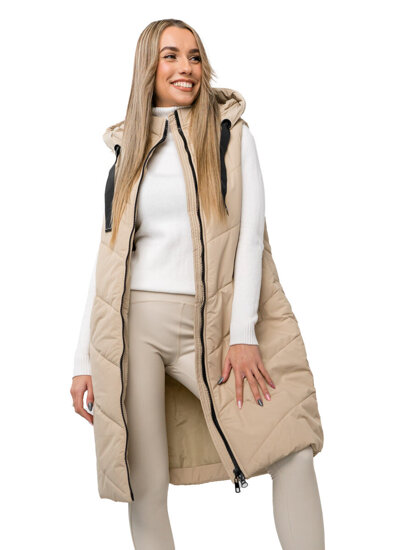 Femme Gilet matelassé long Beige Bolf 5M3152