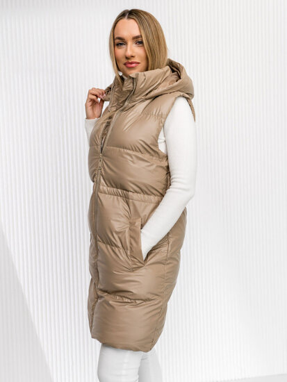 Femme Gilet matelassé long Beige Bolf 5M3186