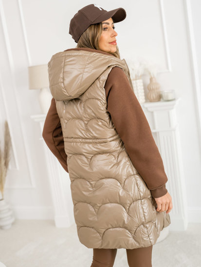 Femme Gilet matelassé long Beige Bolf B8172