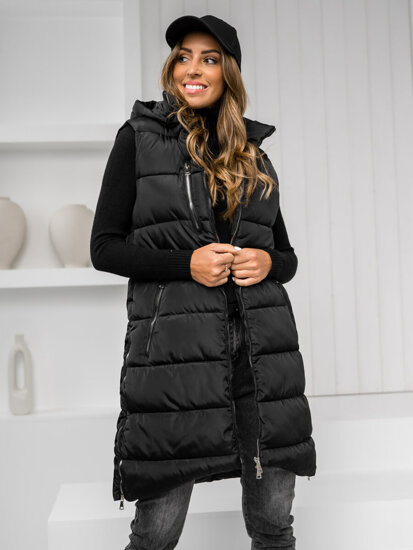 Femme Gilet matelassé long Noir Bolf 81261C