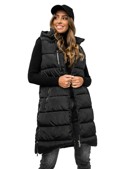 Femme Gilet matelassé long Noir Bolf 81261C