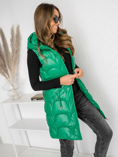 Femme Gilet matelassé long Vert Bolf B8172