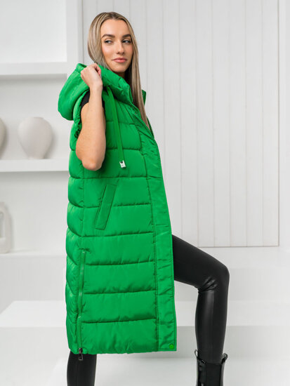 Femme Gilet matelassé long Vert Bolf MY6315