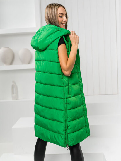 Femme Gilet matelassé long Vert Bolf MY6315