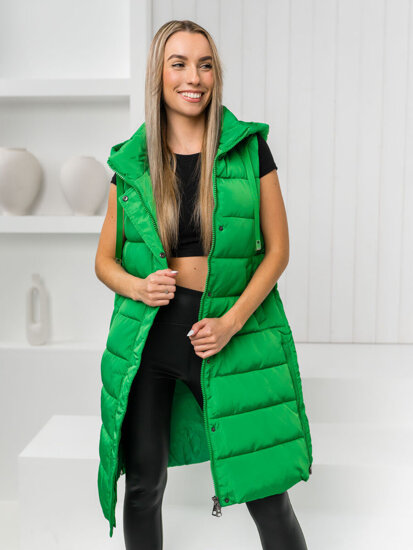 Femme Gilet matelassé long Vert Bolf MY6315