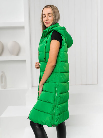 Femme Gilet matelassé long Vert Bolf MY6315