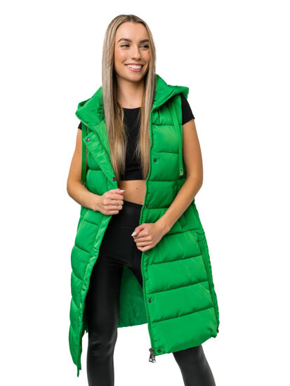 Femme Gilet matelassé long Vert Bolf MY6315