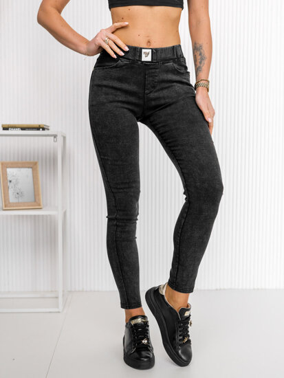 Femme Legging en jean Noir Bolf W7260