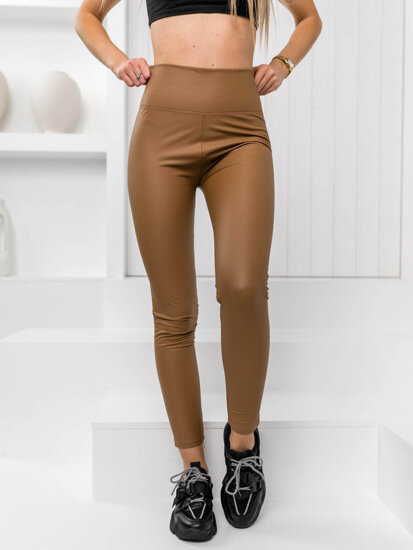 Femme Legging en simili cuir Marron Bolf 2048