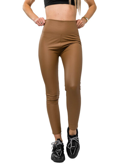 Femme Legging en simili cuir Marron Bolf 2048