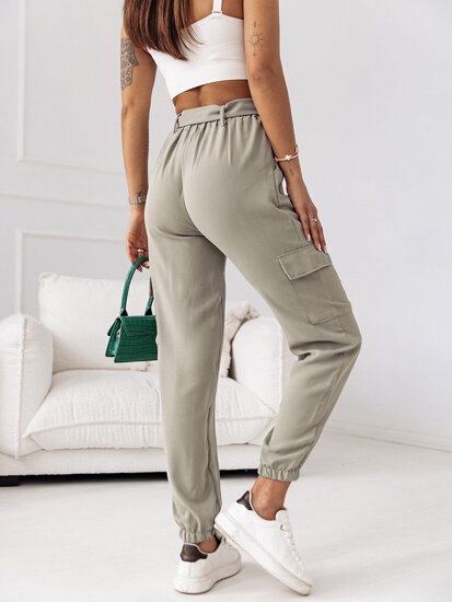 Femme Pantalon de jogging cargo Khaki Bolf 8266