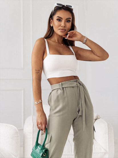 Femme Pantalon de jogging cargo Khaki Bolf 8266