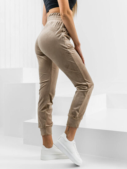 Femme Pantalon de sport en velours Beige Bolf W7685