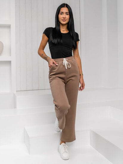 Femme Pantalon de survêtement wide leg Marron Bolf W5213