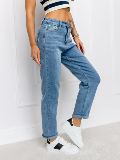 Femme Pantalon en jean mom fit Bleu Bolf DA67